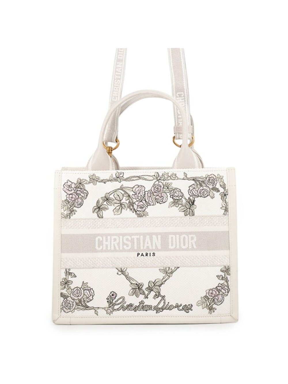 Dior Tote Bag Book Small Canvas 2-Way White